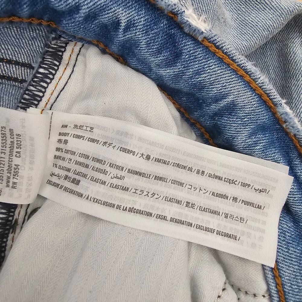 Abercrombie & Fitch The Mom High Rise Jean Light Washed Distressed 27/4 XS Short - Picture 7 of 10